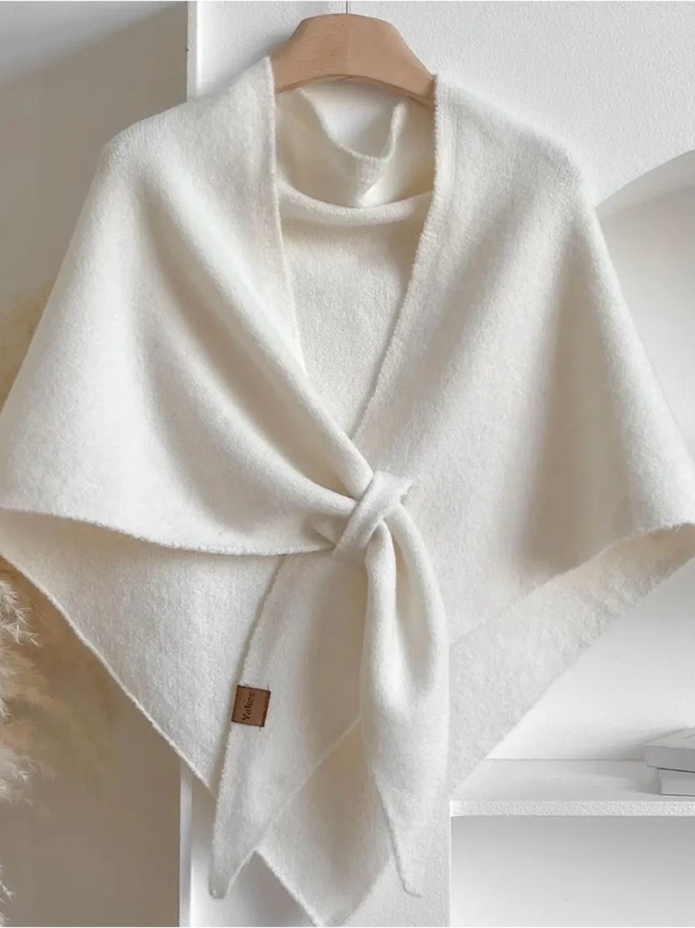 The Fleece Company Ivory Wrap Shawl Cape Poncho Scarf Cozy Minimalist